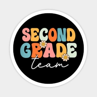 Second Grade Team Retro Groovy Back To School 2Nd Grade Magnet